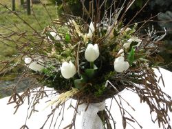 březová kytka s tulipány